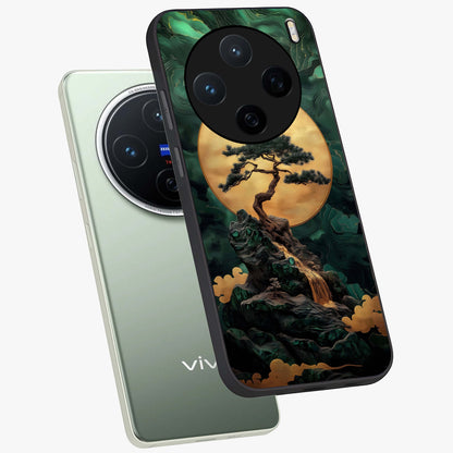Zen Moon Rise Glass Case displayed in angled mockup highlighting peaceful lunar design with zen aesthetic style.