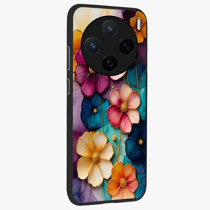Artlyn Grace Flower Pattern Glass Case upright view showcasing graceful floral artwork with aesthetic botanical style.