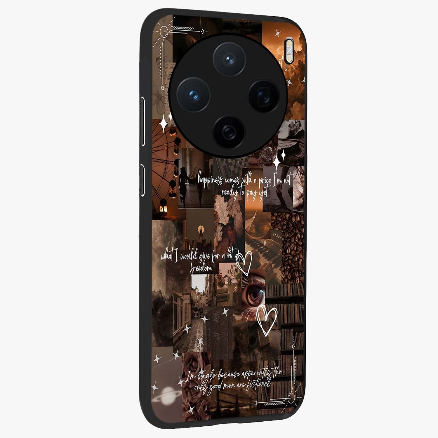 Bittersweet Aesthetic Chaos Glass Case upright view showcasing bold artistic chaos design with modern aesthetic style.