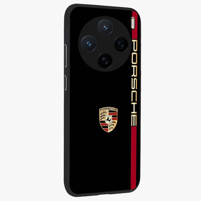 Black Minimal Porsche Glass Case upright view showcasing stylish automotive artwork with bold minimal theme.