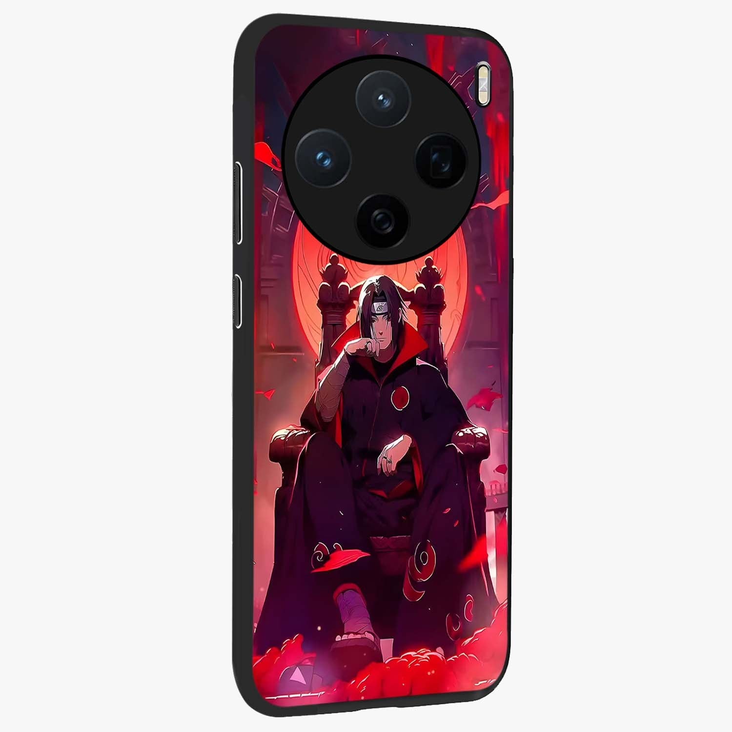 Blood Moon Sovereign Glass Case upright view showcasing powerful moon inspired artwork with cosmic aesthetic style.