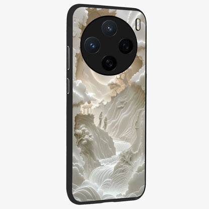 Celestial Origami Glass Case upright view showcasing creative origami artwork with modern celestial style.