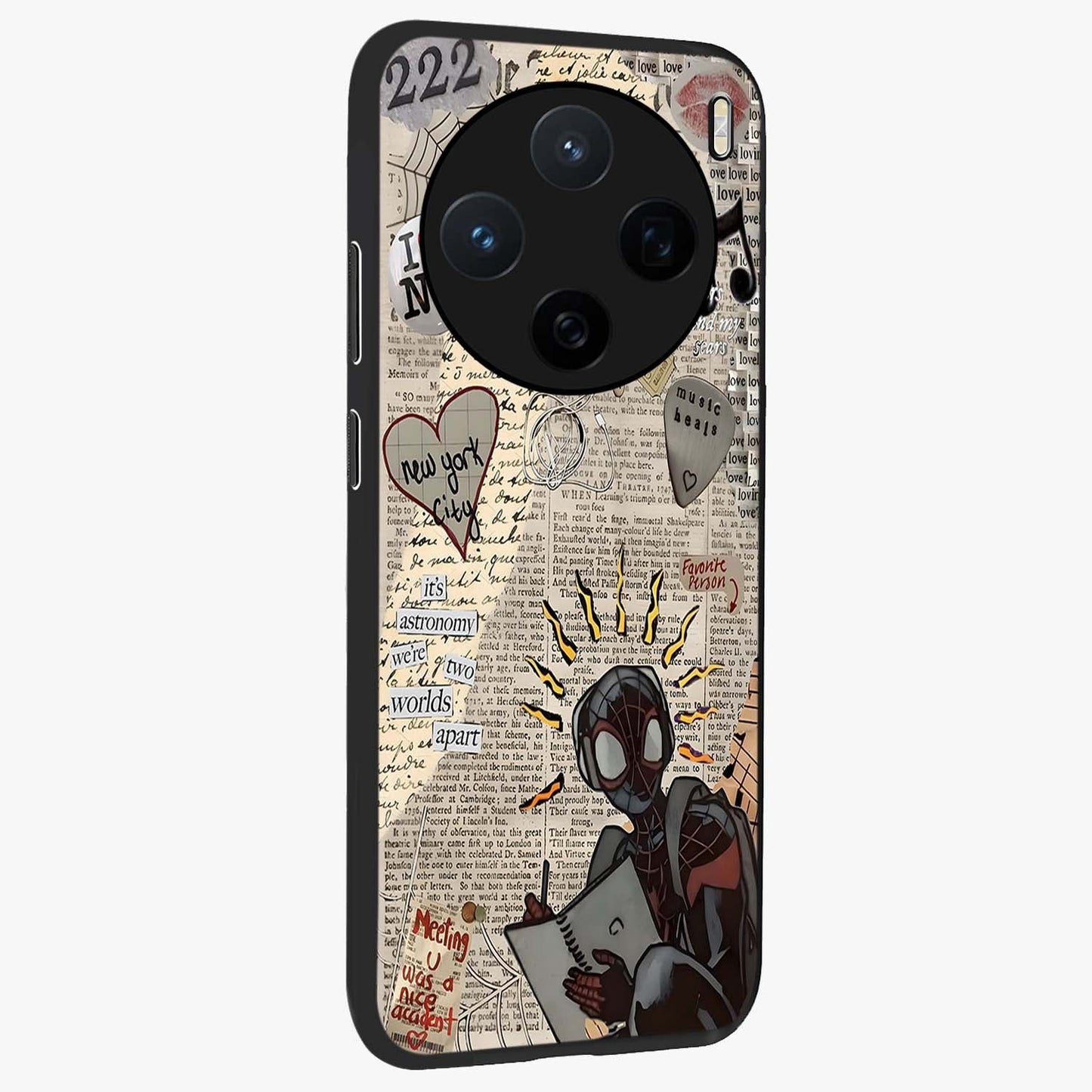 City Dream Sketch Glass Case upright view showcasing urban skyline artwork with stylish hand drawn design.
