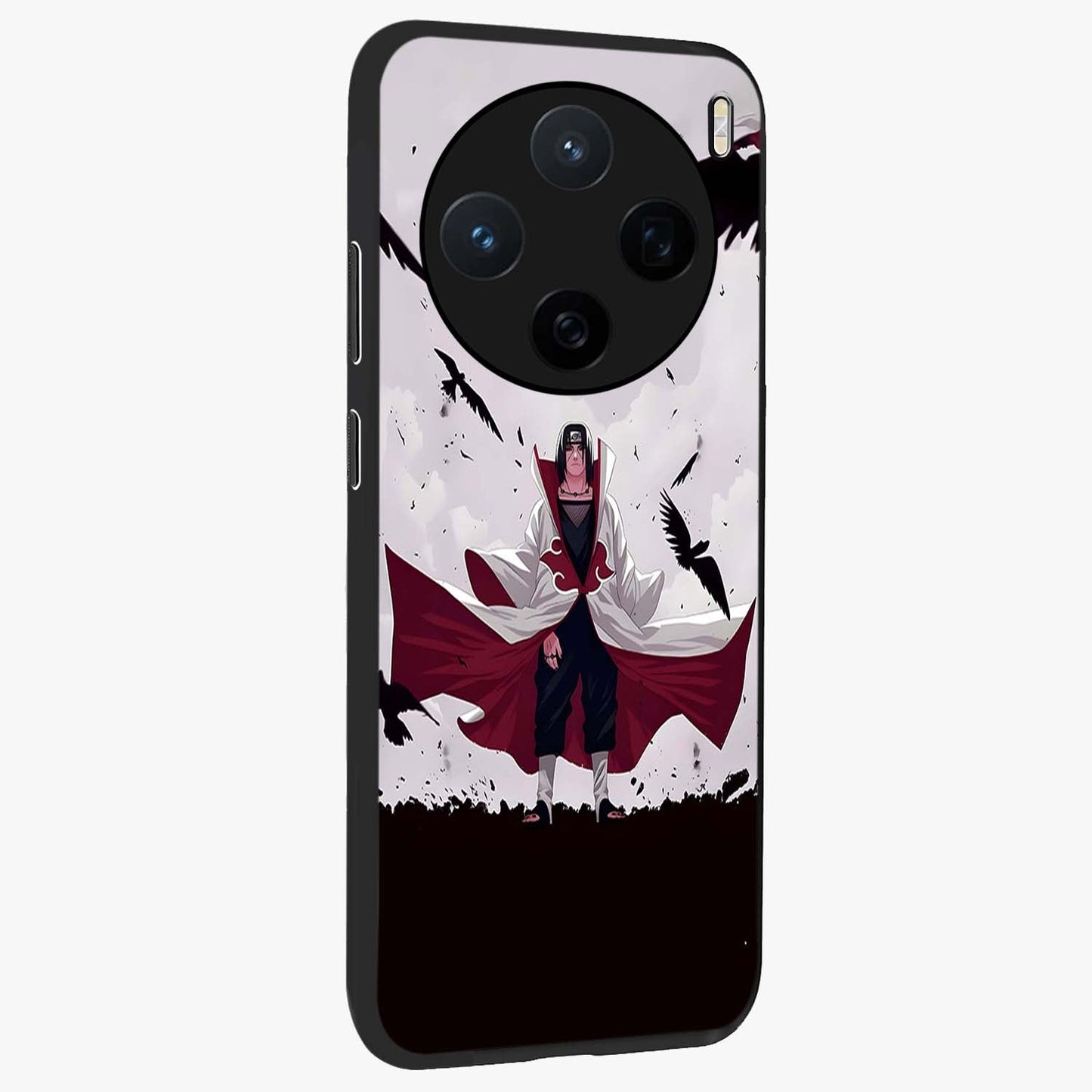 Crimson Crow Ascension Glass Case upright view showcasing dramatic crow artwork with bold gothic theme.
