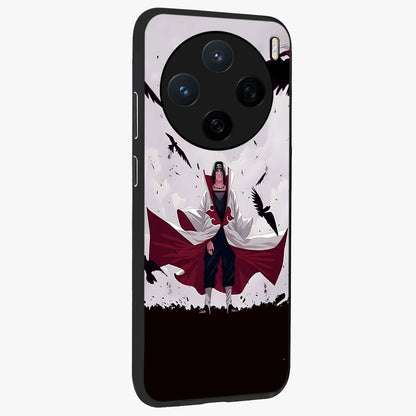 Crimson Crow Ascension Glass Case upright view showcasing dramatic crow artwork with bold gothic theme.