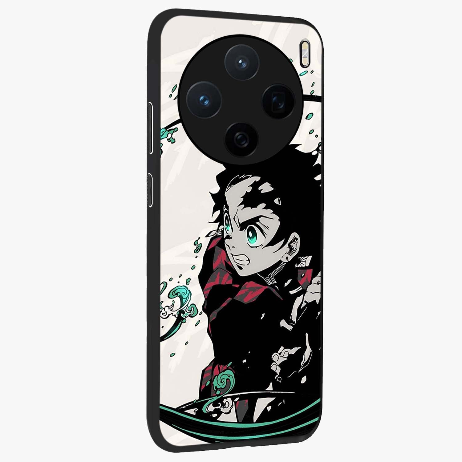 Demon Slayer Glass Case upright view showcasing powerful anime artwork with intense warrior theme.
