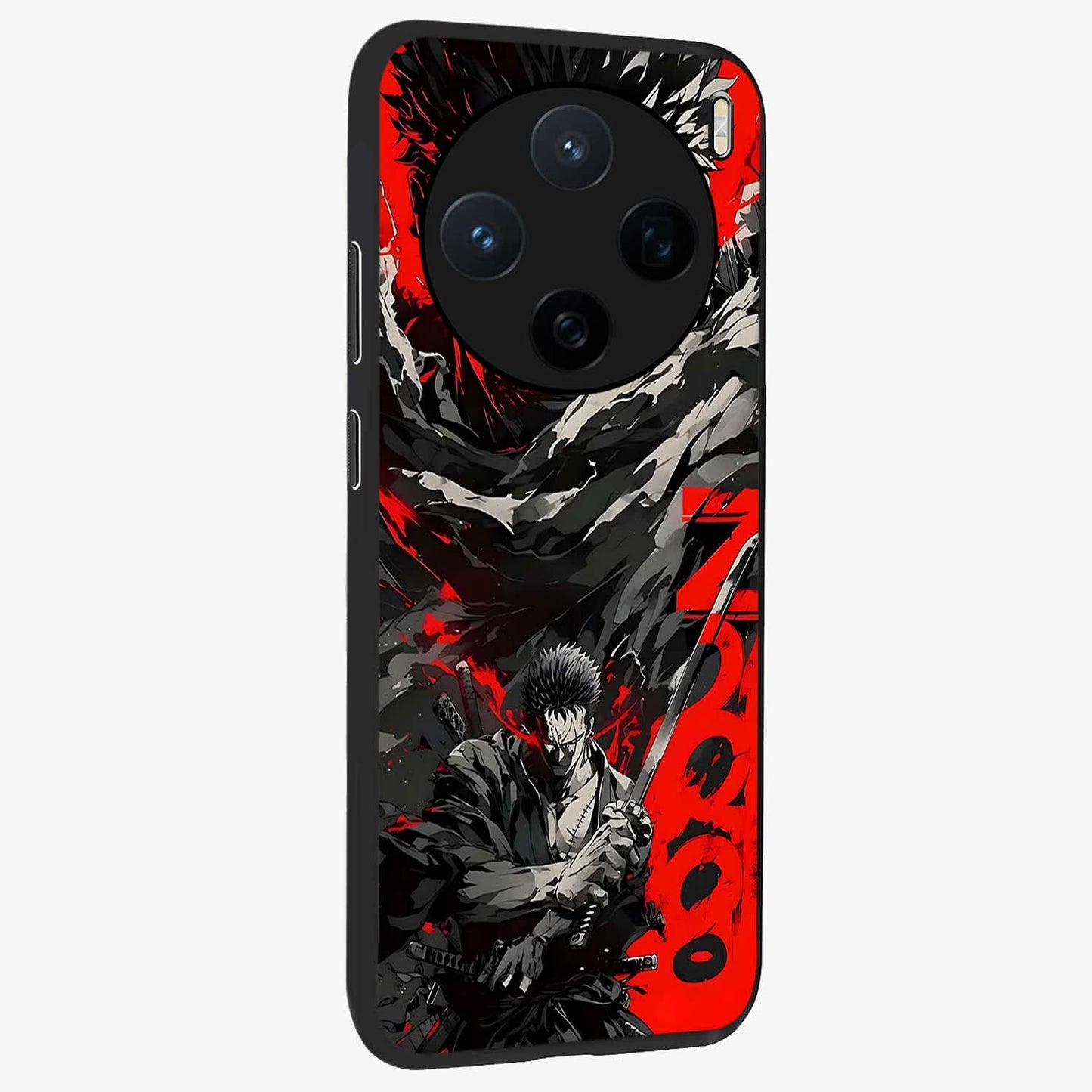 Demon Sword Resolve Glass Case upright view showcasing dramatic warrior artwork with intense battle theme.