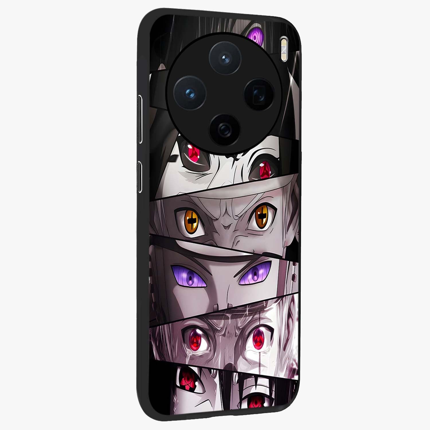 Eyes of Destiny Glass Case upright view showcasing symbolic eye artwork with dramatic artistic theme.