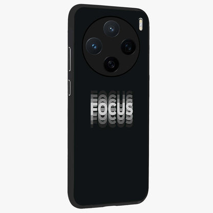 Focus Mode On Glass Case upright view showcasing strong typography statement with sleek motivational theme.