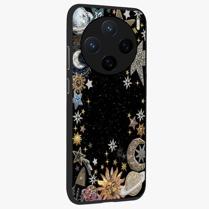 Galactic Jewel Stars Glass Case upright view showcasing glittering star jewel artwork with vibrant galaxy theme.