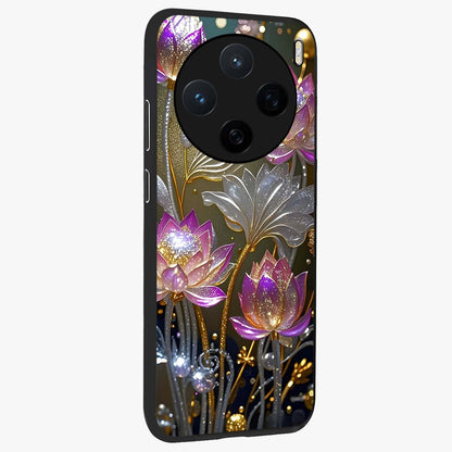 Golden Floral Majesty Glass Case upright view showcasing majestic floral artwork with rich decorative theme.