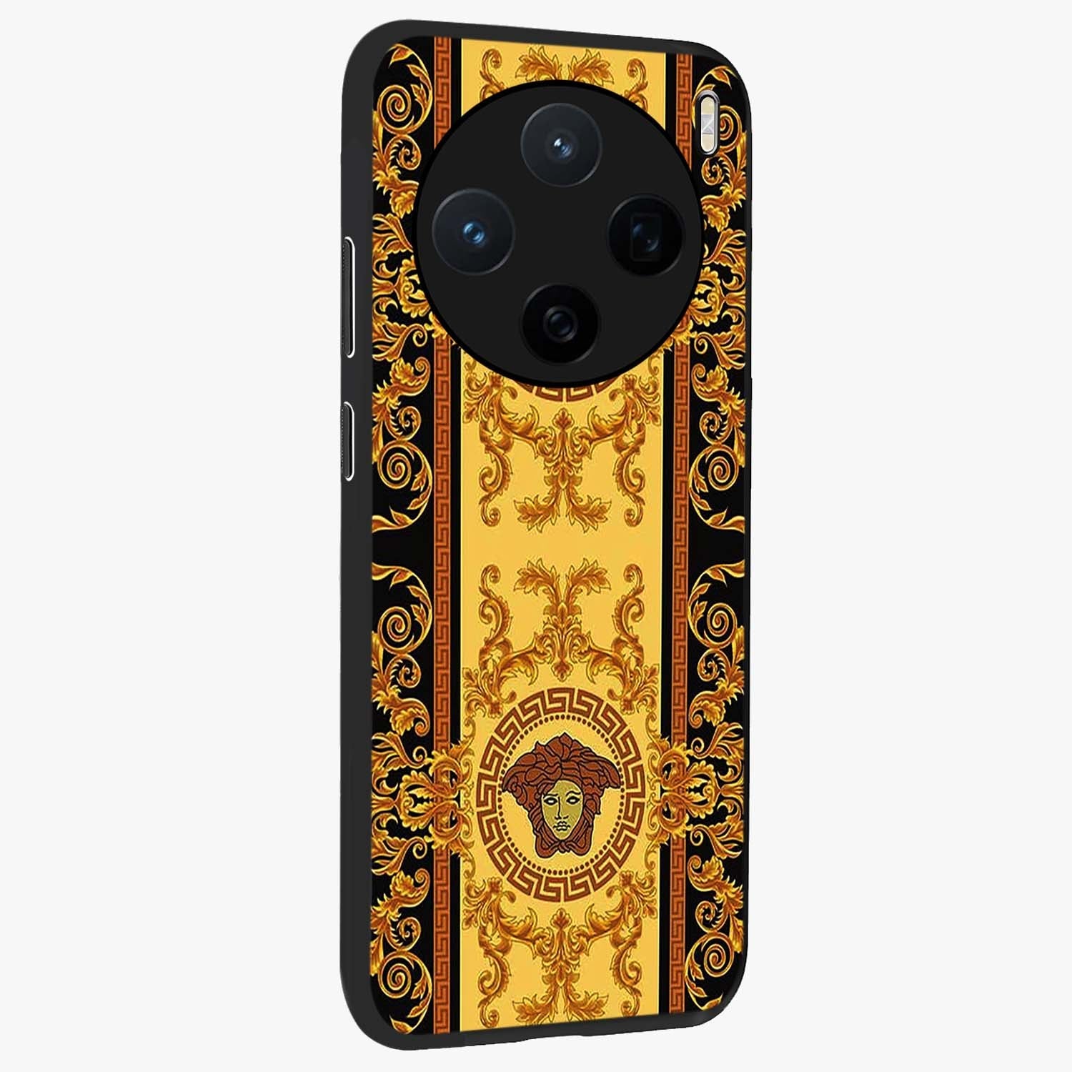 Golden Lotus Glow Glass Case upright view showcasing luminous lotus artwork with peaceful divine theme.