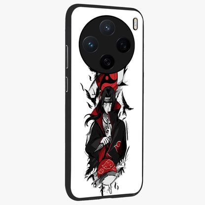 Itachi Limited Edition Naruto Anime Glass Case upright view showcasing intense anime artwork with powerful character theme.