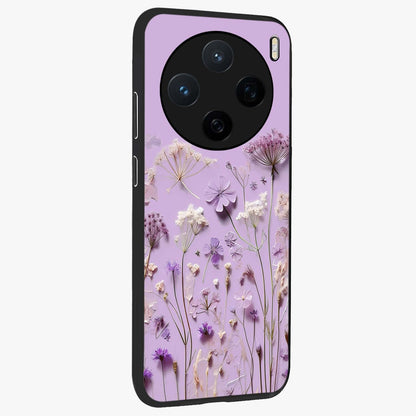Lavender Blossom Dream Glass Case upright view showcasing delicate lavender blossom artwork with peaceful floral theme.