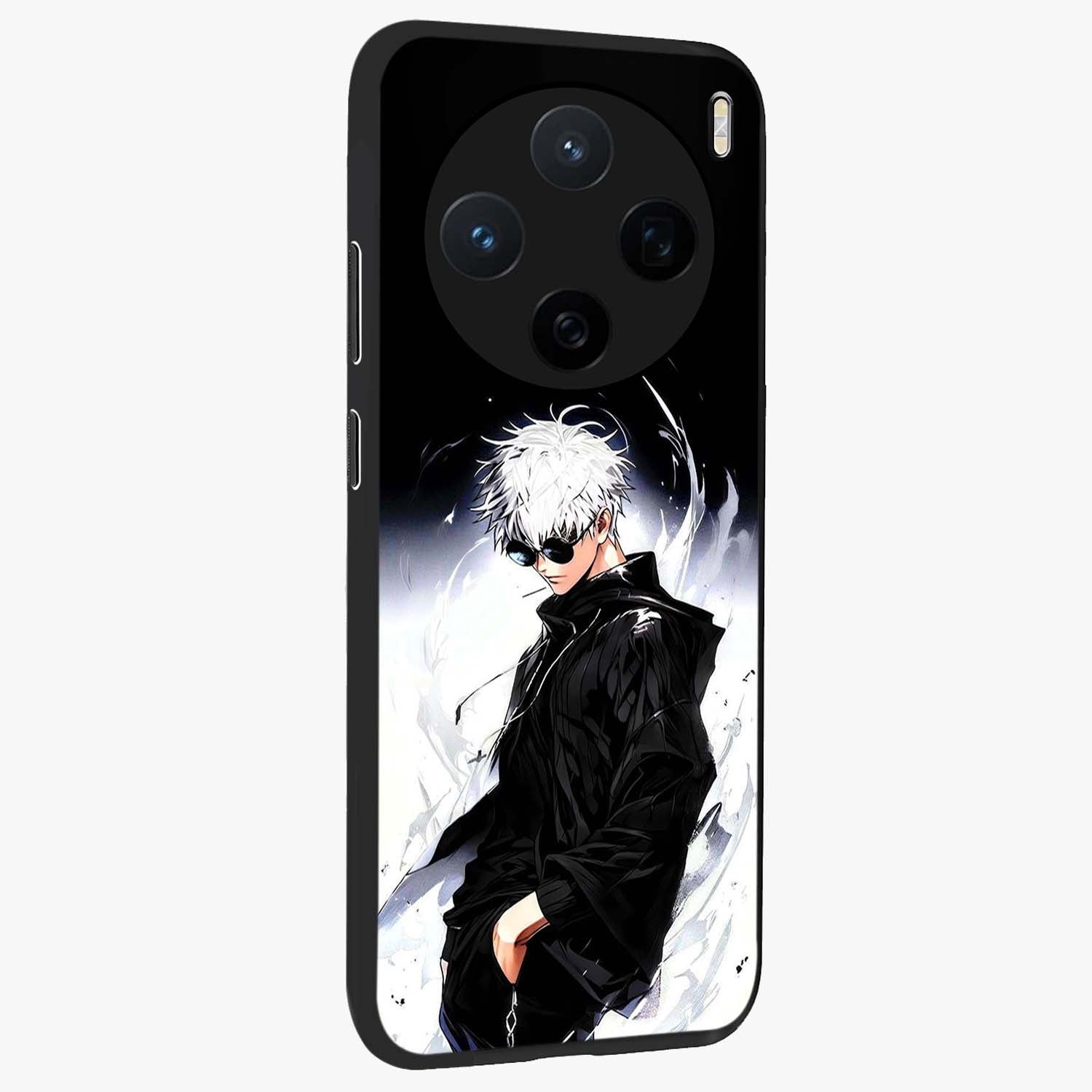 Limitless Shadow King Glass Case upright view showcasing bold shadow warrior artwork with epic fantasy theme.