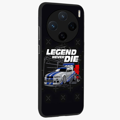 Midnight Racing Legacy Glass Case upright view showcasing powerful racing artwork with modern sports theme.