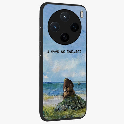 Peace Beyond War Glass Case upright view showcasing powerful peace symbol artwork with inspirational theme.