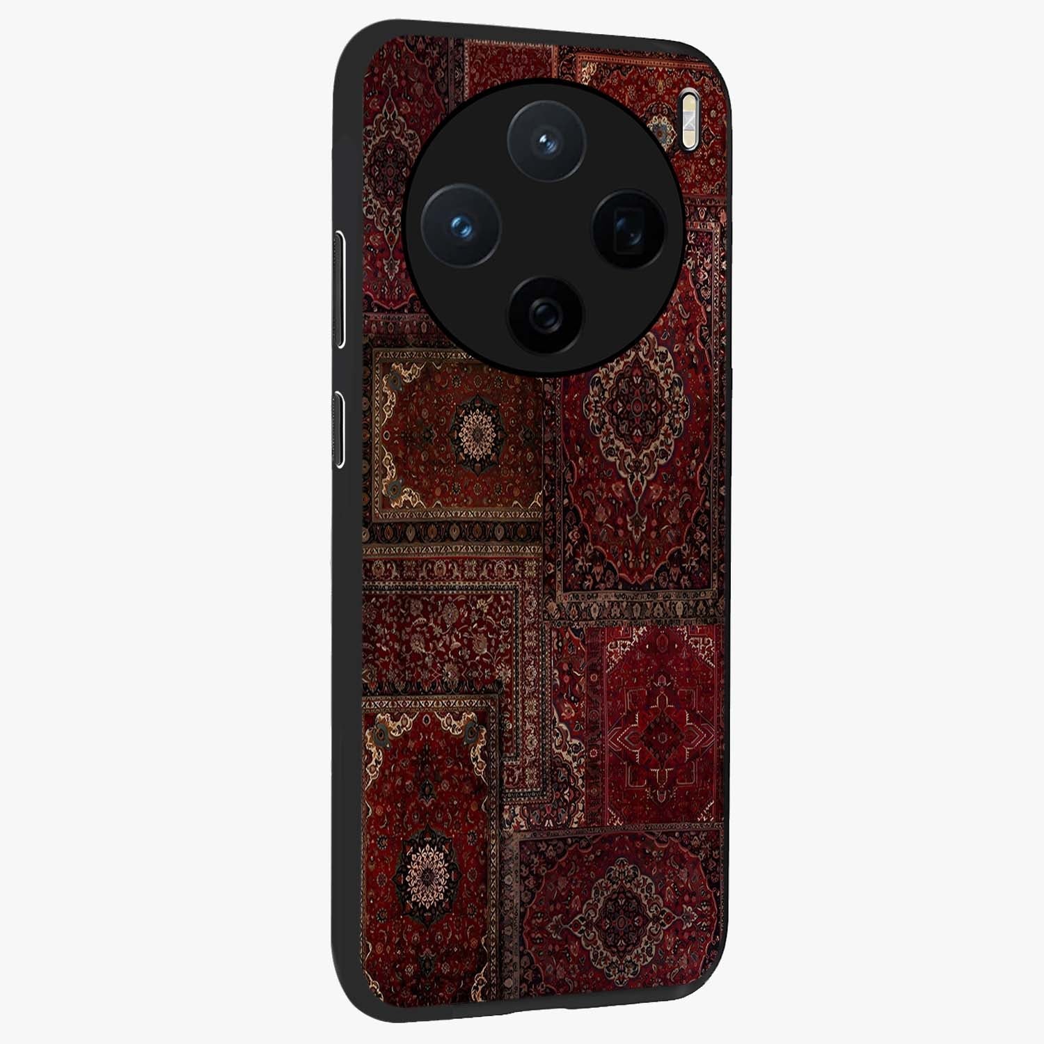 Persian Velvet Tale Glass Case upright view showcasing elegant Persian artwork with classic heritage theme.