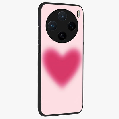 Pink Aura Heart Glass Case upright view showcasing romantic heart artwork with soft pastel theme.
