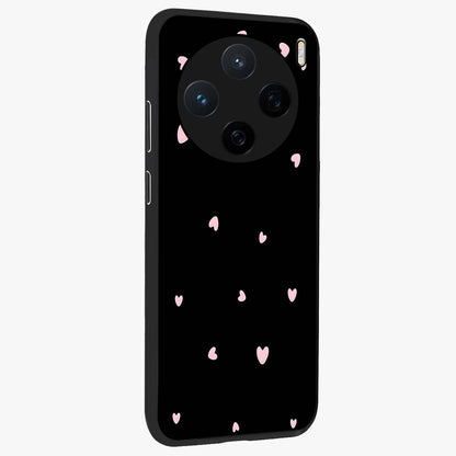 Pink Love Drops Glass Case upright view showcasing charming heart drop artwork with romantic playful theme.