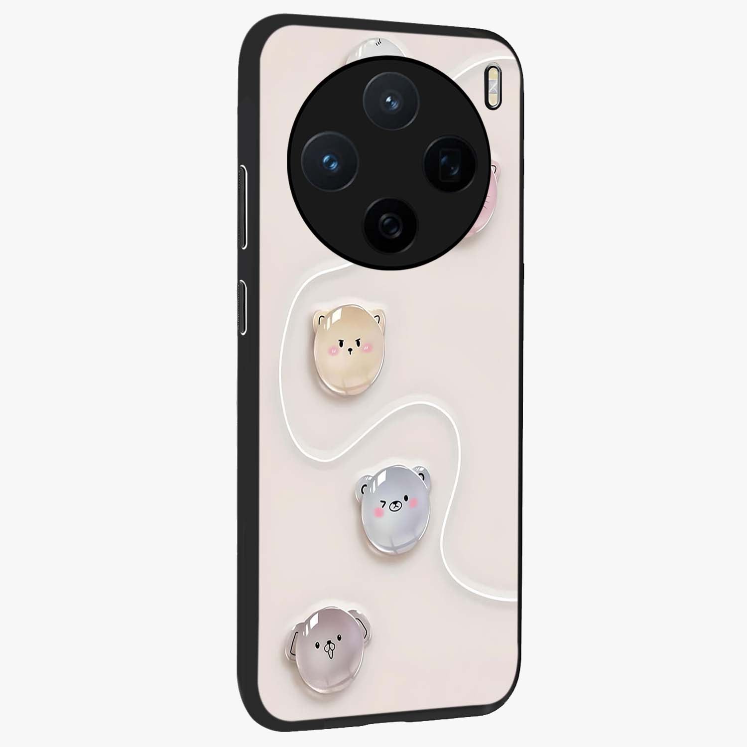 Puffy Face Parade Glass Case upright view showcasing adorable character artwork with cheerful animated theme.