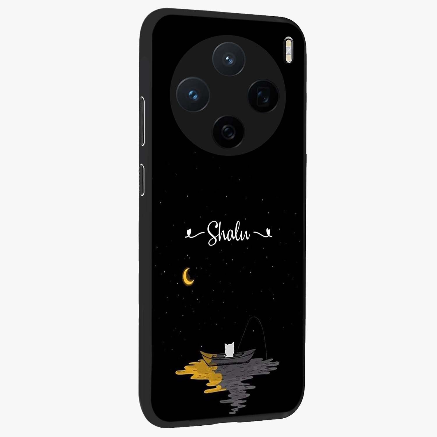 Silent Night Row Glass Case upright view showcasing tranquil night artwork with serene landscape theme.