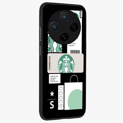 Starbucks Mocha Glass Case upright view showcasing trendy coffee inspired artwork with modern lifestyle theme.