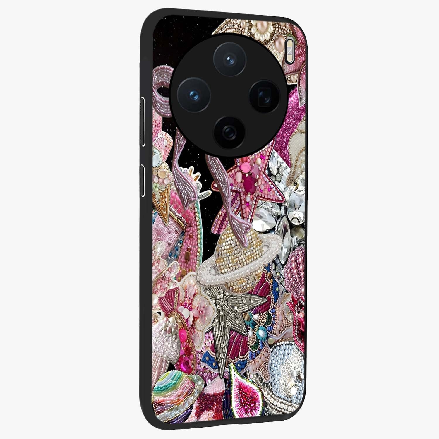 Starlit Jewel Dream Glass Case upright view showcasing radiant star inspired artwork with magical night theme.