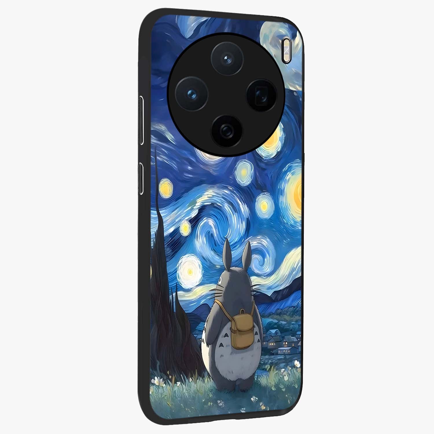 Totoro In Van Gogh Art Glass Case upright view showcasing creative character artwork with painterly artistic theme.