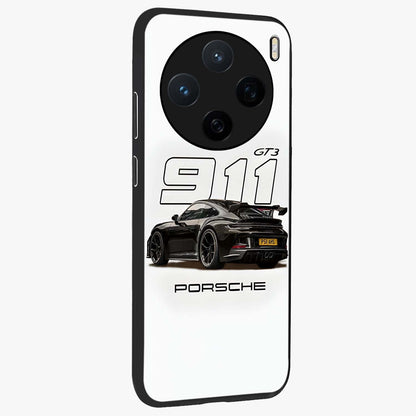 Turbo Legacy Icon Glass Case upright view showcasing bold racing inspired artwork with classic car theme.
