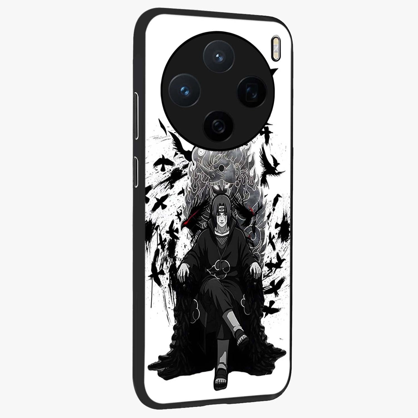 Uchiha Shadow Throne Glass Case upright view showcasing magical underwater galaxy artwork with vibrant cosmic theme.