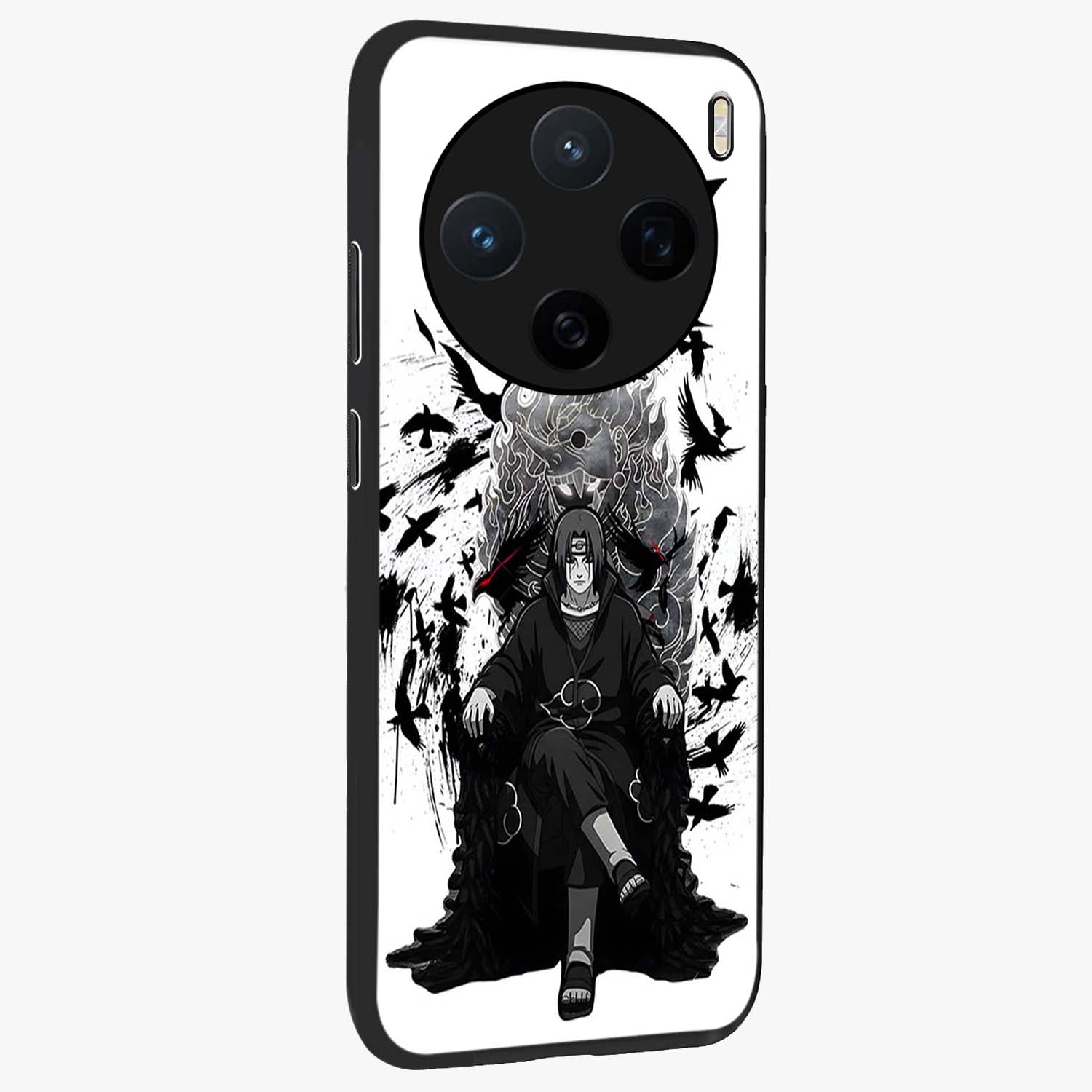 Uchiha Shadow Throne Glass Case upright view showcasing magical underwater galaxy artwork with vibrant cosmic theme.