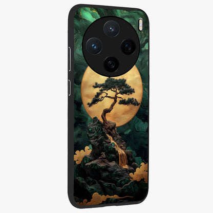 Zen Moon Rise Glass Case upright view showcasing serene moon artwork with tranquil night theme.