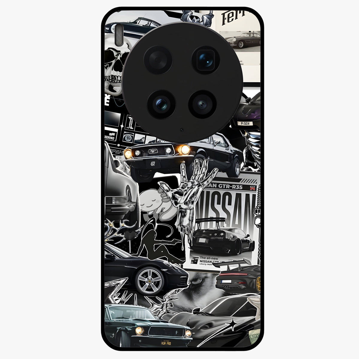 Aesthetic Dark Love Glass Case showing flat back view with dark romantic artwork and glossy glass finish.