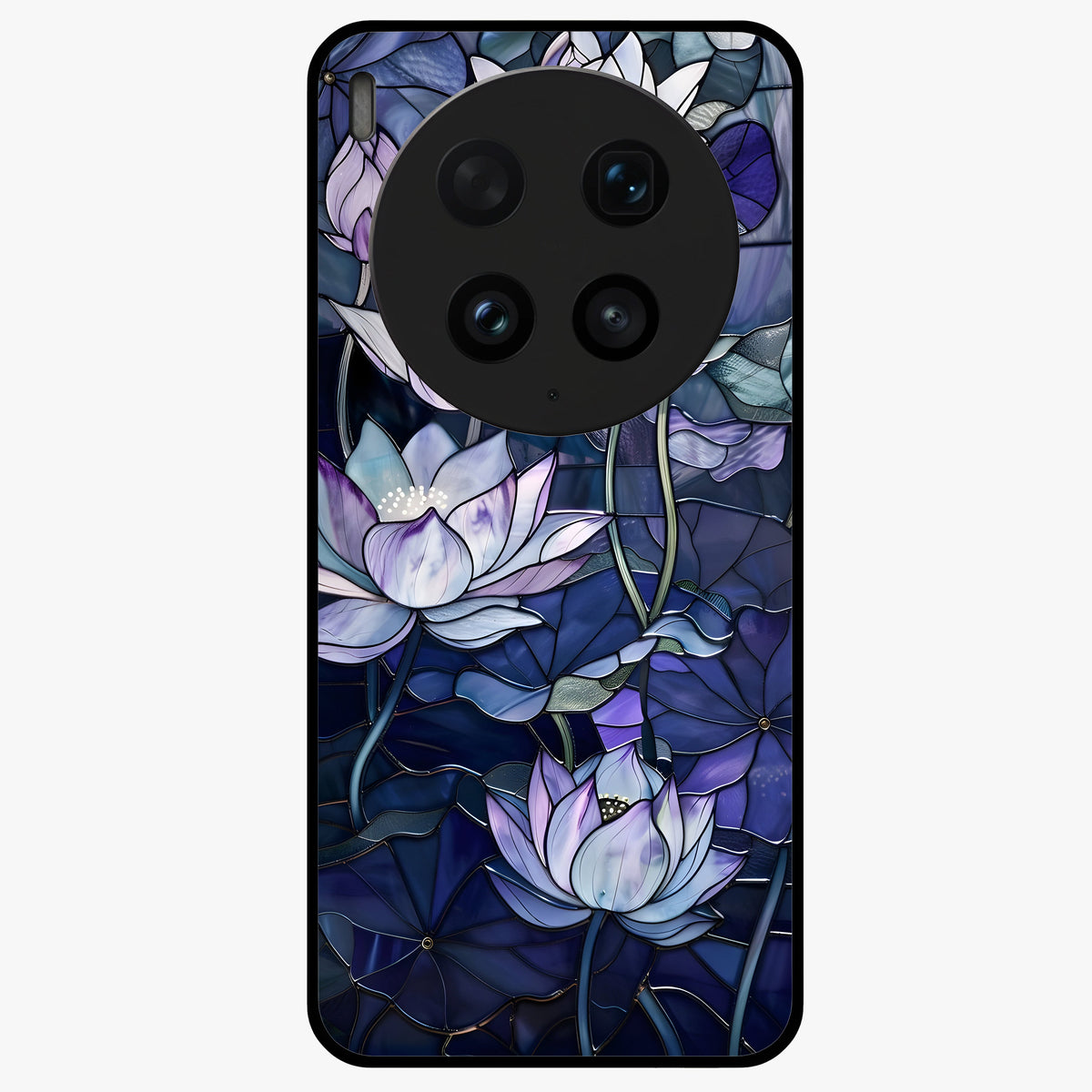 Gloss Petal Rush Glass Case showing flat back view with glossy flower petal artwork and smooth glass finish.