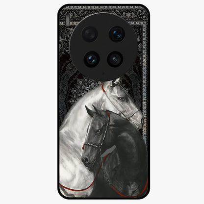 Majestic Ride Legacy Glass Case showing flat back view with powerful automotive inspired artwork and glossy glass finish.