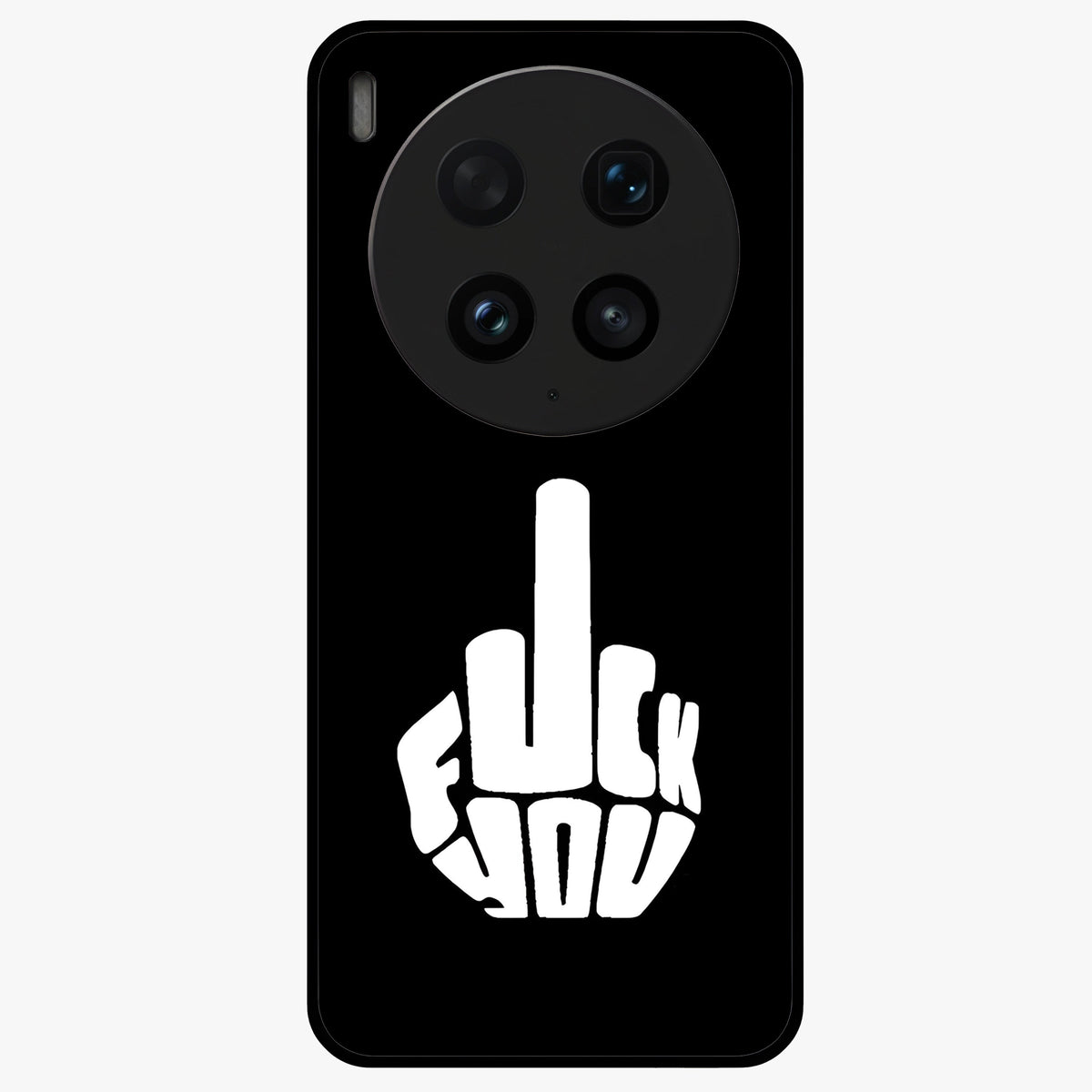 Rebel Mode On Glass Case showing flat back view with bold rebellious typography artwork and glossy glass finish.