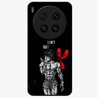 Rise Beyond Limits Glass Case showing flat back view with motivational typography artwork and glossy glass finish.