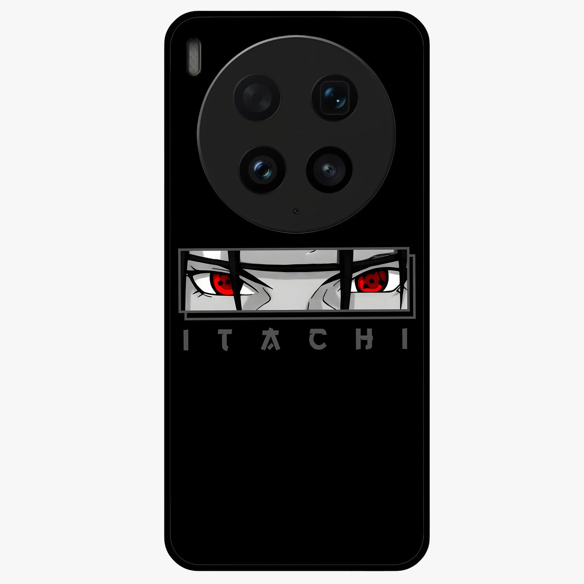 Scarlet Gaze Dominance Glass Case showing flat back view with striking red themed artwork and glossy glass finish.