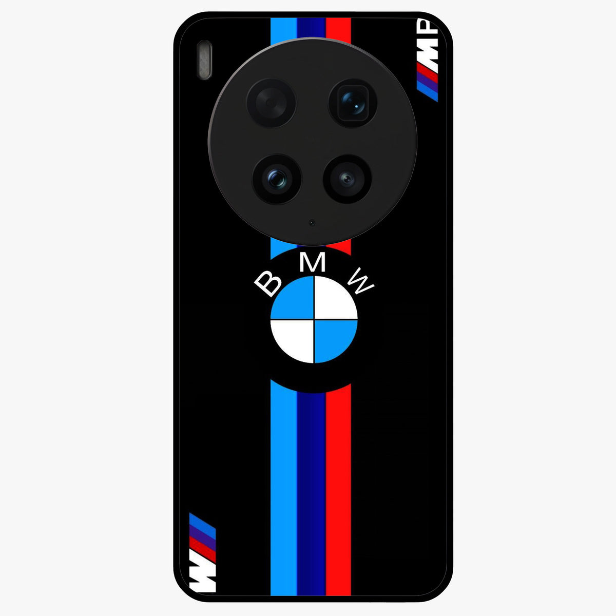 Turbo BMW Beast Glass Case showing flat back view with high performance sports car artwork and glossy glass finish.
