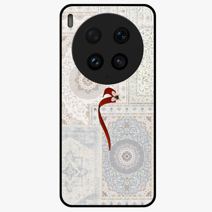 White Aesthetic Bow Glass Case showing flat back view with minimal bow artwork and glossy glass finish.