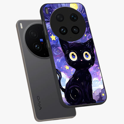 Abstract Cat Art Glass Case displayed in angled mockup highlighting modern abstract cat artwork and sleek glass surface.