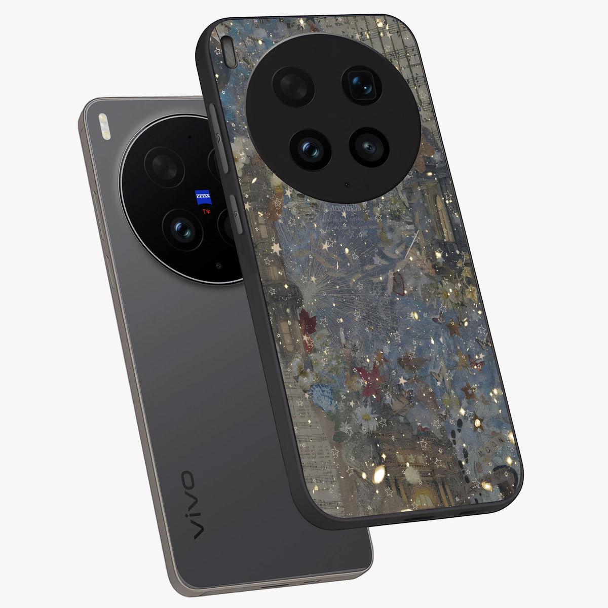 Aesthetic Astrolophia Glass Case displayed in angled mockup highlighting artistic aesthetic elements and smooth glass surface.