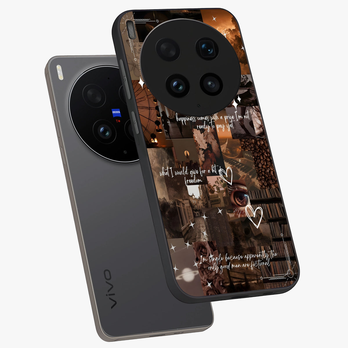 Bittersweet Aesthetic Chaos Glass Case displayed in angled mockup highlighting expressive abstract artwork and edgy aesthetic theme.