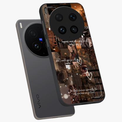 Bittersweet Aesthetic Chaos Glass Case displayed in angled mockup highlighting expressive abstract artwork and edgy aesthetic theme.