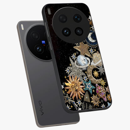 Cosmic Sparkle Dreams Glass Case displayed in angled mockup highlighting dreamy star sparkle design with celestial aesthetic.