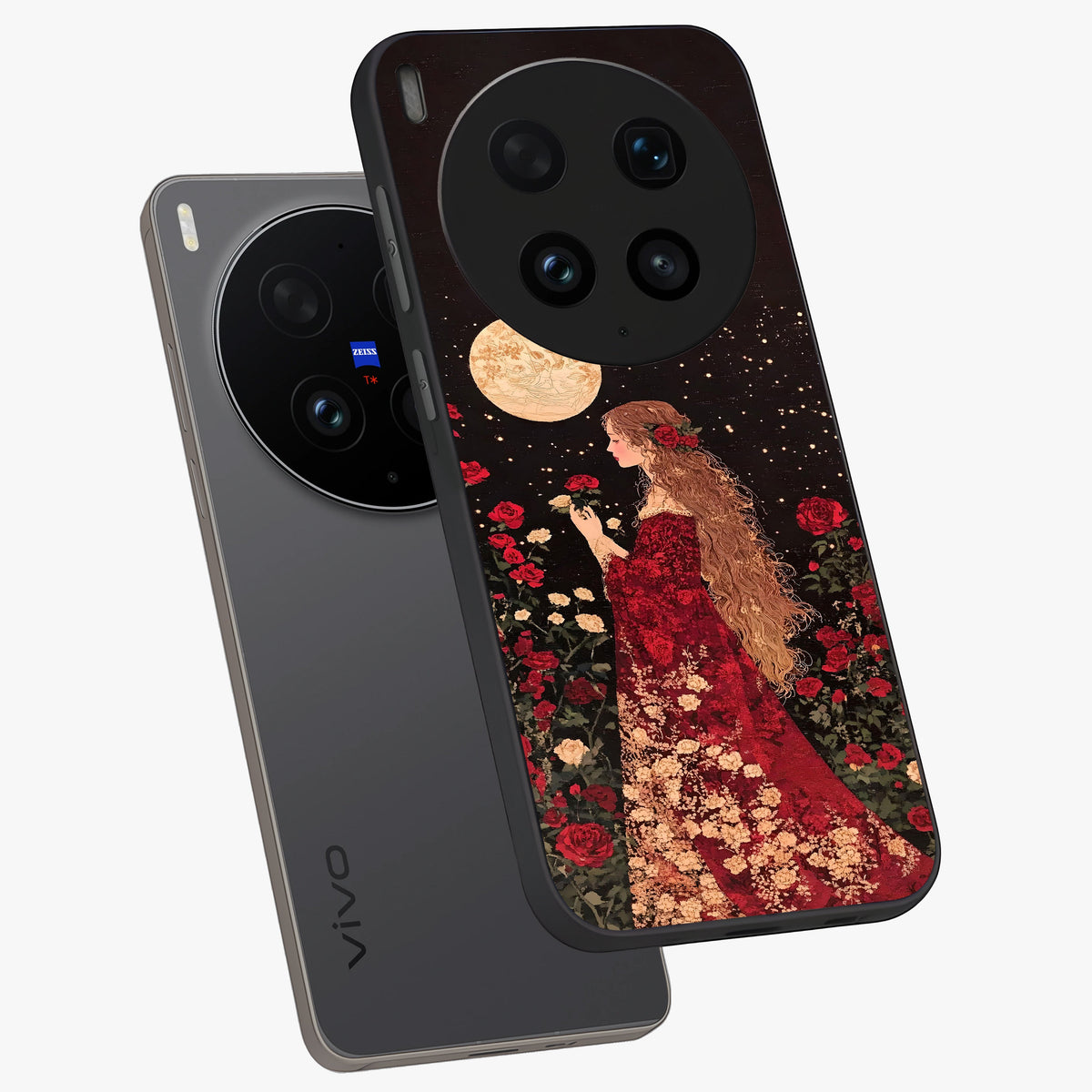 Crimson Dreams Glass Case displayed in angled mockup highlighting soft crimson aesthetic design with artistic theme.