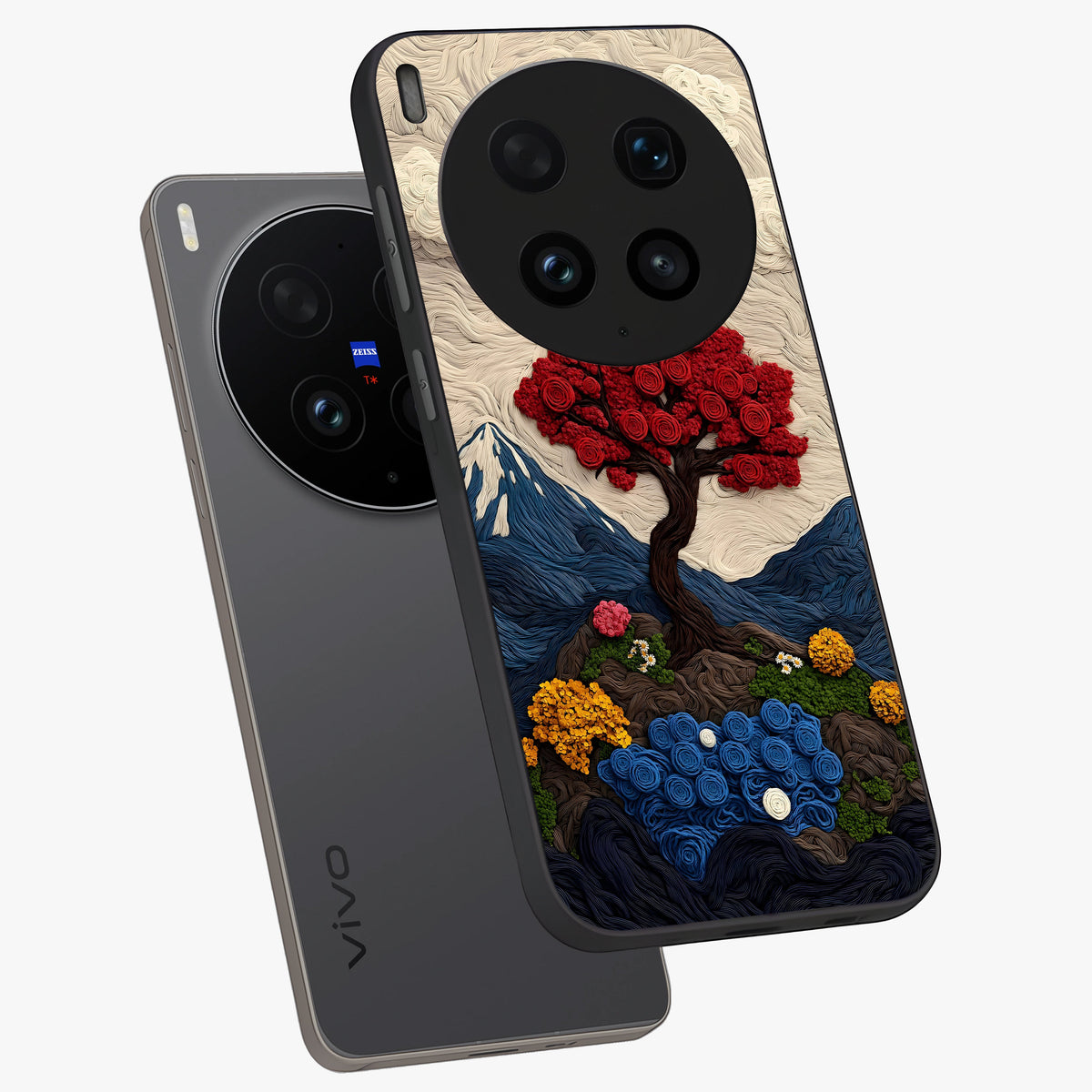 Eternal Nature Tapestry Glass Case displayed in angled mockup highlighting detailed botanical pattern with artistic aesthetic.