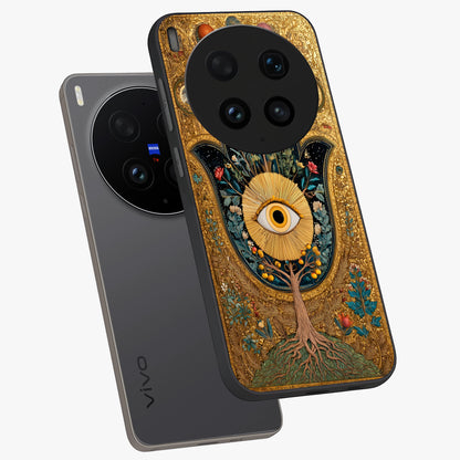 Ethereal Evil Eye Glass Case displayed in angled mockup highlighting protective evil eye symbol with spiritual aesthetic design.