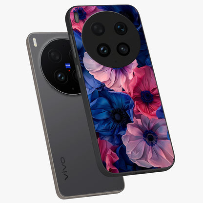 Flower Paper Art Pattern Glass Case displayed in angled mockup highlighting layered paper flower design with artistic aesthetic.